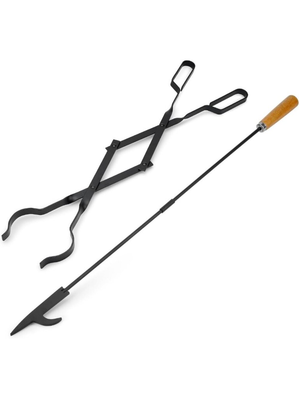 26" Campfire Tong & 32" Fire Pit Poker Set - Premium Steel, Heat Resistant